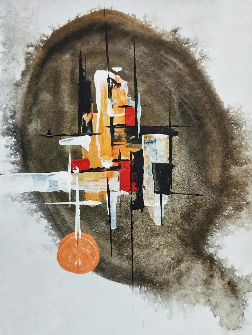 Broken red grey brown flow up abstract color